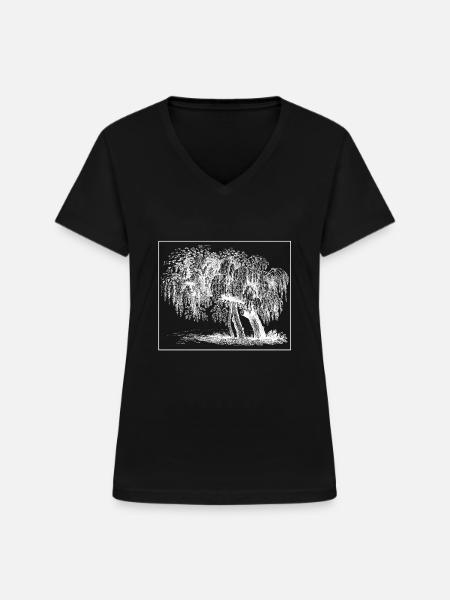 Baum - Frauen-T-Shirt mit V-Ausschnitt - Schwarz