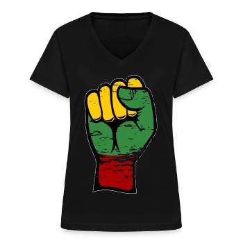 Lithuania flag fist used - Women's V-neck T-shirt - black - Front - Lela (165cm)