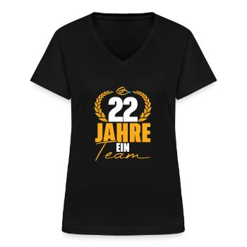 Ehe Bronzehochzeit 22. Hochzeitstag Geschenkidee - Frauen-T-Shirt mit V-Ausschnitt - Schwarz - Vorne - Lela (165cm)