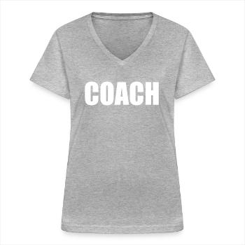 COACH - Women's V-neck T-shirt - sports grey - Front - Lela (165cm)