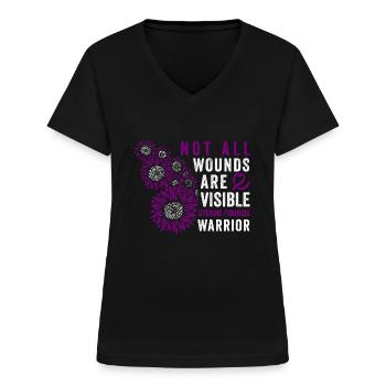 Conscious Womb Filoid Warrior Invisible - Women's V-neck T-shirt - black - Front - Lela (165cm)