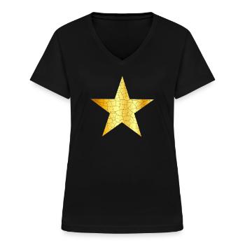 Gold Star - Golden Star VINTAGE - Women's V-neck T-shirt - black - Front - Lela (165cm)