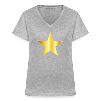 Goldener Stern - Goldener Stern WEINLESE - Frauen-T-Shirt mit V-Ausschnitt - Grau meliert - Vorne - Lela (165cm)