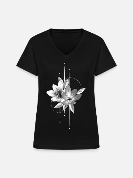 Krokus Blüten Frühjahr - Frauen-T-Shirt mit V-Ausschnitt - Schwarz