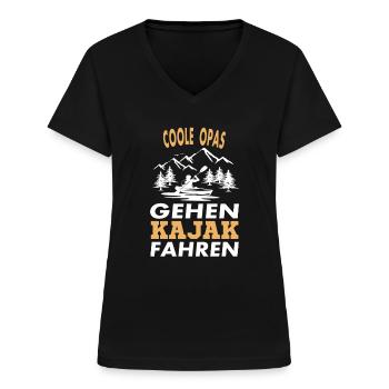 Kajak lustiger Spruch - Frauen-T-Shirt mit V-Ausschnitt - Schwarz - Vorne - Lela (165cm)