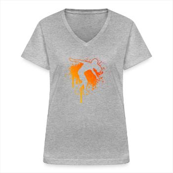 Rollschuhlaufen Herren Damen Rollerskate - Frauen-T-Shirt mit V-Ausschnitt - Grau meliert - Vorne - Lela (165cm)