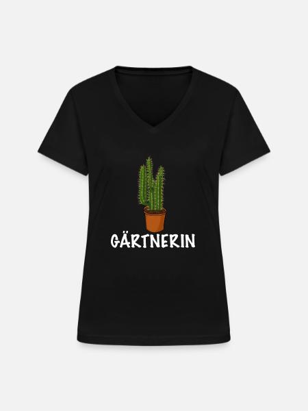 Gärtnerin Shirt - Frauen-T-Shirt mit V-Ausschnitt - Schwarz