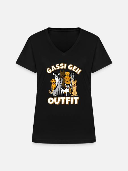 Hunde Gassi gehen - Frauen-T-Shirt mit V-Ausschnitt - Schwarz