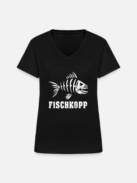 Fischkopp - Frauen-T-Shirt mit V-Ausschnitt - Schwarz