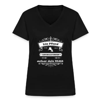 Pferdeliebe - Frauen-T-Shirt mit V-Ausschnitt - Schwarz - Vorne - Lela (165cm)