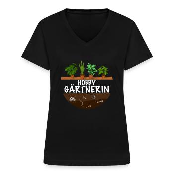 Hobby Gärtnerin - Frauen-T-Shirt mit V-Ausschnitt - Schwarz - Vorne - Lela (165cm)