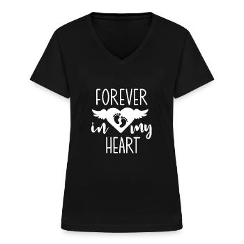 verstorbenes Baby Liebe Herz Trauer Abschied Tod - Frauen-T-Shirt mit V-Ausschnitt - Schwarz - Vorne - Lela (165cm)