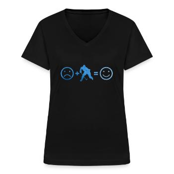 Eishockey Spieler Herren Damen Eishockey - Frauen-T-Shirt mit V-Ausschnitt - Schwarz - Vorne - Lela (165cm)