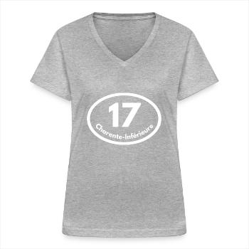 charente-inférieure - T-shirt col V Femme - gris chiné - Devant - Lela (165cm)