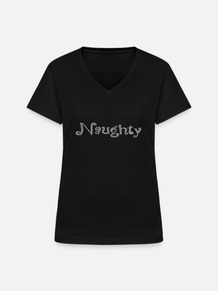 Freches Strass-Design - Frauen-T-Shirt mit V-Ausschnitt - Schwarz