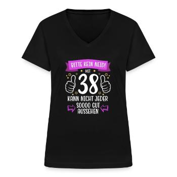38 Geburtstag Mann Frau Lustig 38 Jahre - Frauen-T-Shirt mit V-Ausschnitt - Schwarz - Vorne - Lela (165cm)