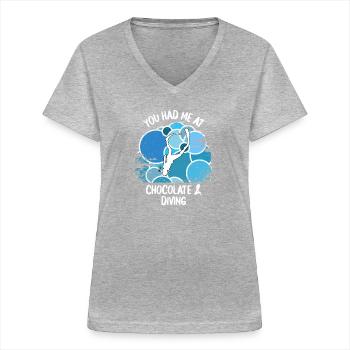 Taucher tauchen Sporttaucher Gerätetauchen - Frauen-T-Shirt mit V-Ausschnitt - Grau meliert - Vorne - Lela (165cm)