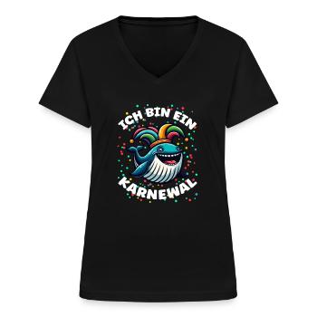Ich Bin Ein Karnewal Karneval Kostüm Fasching - Frauen-T-Shirt mit V-Ausschnitt - Schwarz - Vorne - Lela (165cm)