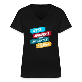 Jeunes sortant de la garderie 2024 Inscription scolaire Écolier - T-shirt col V Femme - noir - Devant - Lela (165cm)