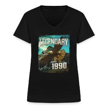 Legendary since 1990 - Women's V-neck T-shirt - black - Front - Lela (165cm)