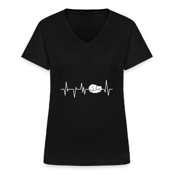 Cats Cat Cat - Women's V-neck T-shirt - black - Front - Lela (165cm)
