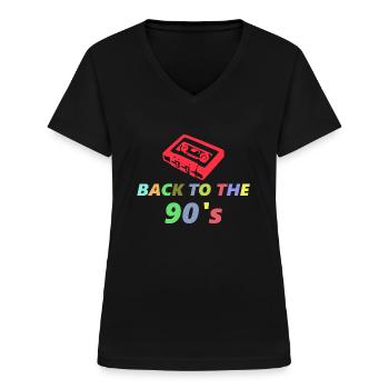 Back to the 90's - Women's V-neck T-shirt - black - Front - Lela (165cm)