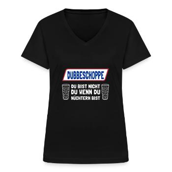 Dubbeglas Weinschorle Weinfest - Frauen-T-Shirt mit V-Ausschnitt - Schwarz - Vorne - Lela (165cm)