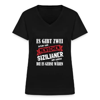 Sizilien Sizilianer Palermo Sicilia - Frauen-T-Shirt mit V-Ausschnitt - Schwarz - Vorne - Lela (165cm)