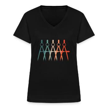 Architecte - T-shirt col V Femme - noir - Devant - Lela (165cm)