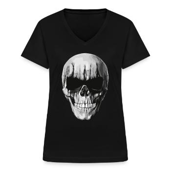 Black Metal Skull - Women's V-neck T-shirt - black - Front - Lela (165cm)