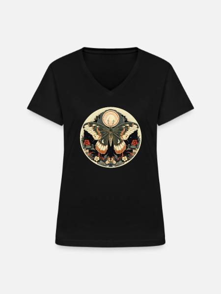 Motte - Frauen-T-Shirt mit V-Ausschnitt - Schwarz