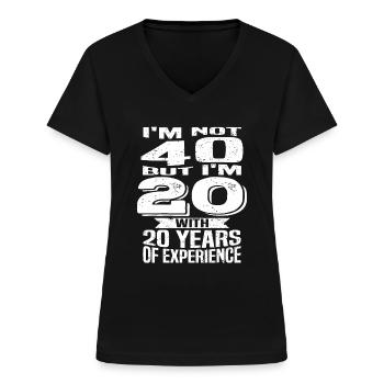 Anniversaire 40 ans - T-shirt col V Femme - noir - Devant - Lela (165cm)