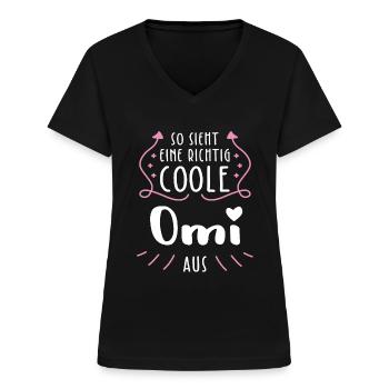 So Sieht Eine Richtig Coole Omi Aus - Frauen-T-Shirt mit V-Ausschnitt - Schwarz - Vorne - Lela (165cm)