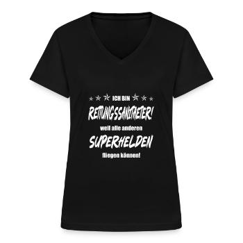 Ich bin Rettungssanitäter weil ... - Frauen-T-Shirt mit V-Ausschnitt - Schwarz - Vorne - Lela (165cm)