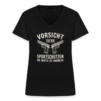 Schützenfest Schießen Schießsport Sportschütze - Frauen-T-Shirt mit V-Ausschnitt - Schwarz - Vorne - Lela (165cm)