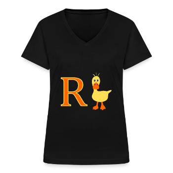 Rente Ente - Frauen-T-Shirt mit V-Ausschnitt - Schwarz - Vorne - Lela (165cm)