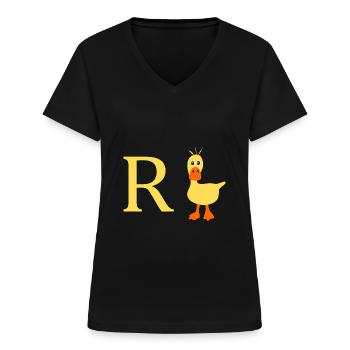 Rente Ente - Frauen-T-Shirt mit V-Ausschnitt - Schwarz - Vorne - Lela (165cm)