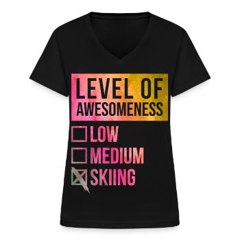 Ski - Women's V-neck T-shirt - black - Front - Lela (165cm)