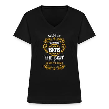 Gemaakt in januari 1976 de beste - Vrouwen T-shirt met V-hals - zwart - Voor - Lela (165cm)