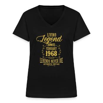 Légende vivante depuis février 1968 - T-shirt col V Femme - noir - Devant - Lela (165cm)