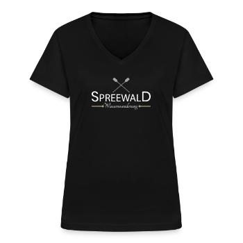 Spreewald Wasserwanderung - Frauen-T-Shirt mit V-Ausschnitt - Schwarz - Vorne - Lela (165cm)