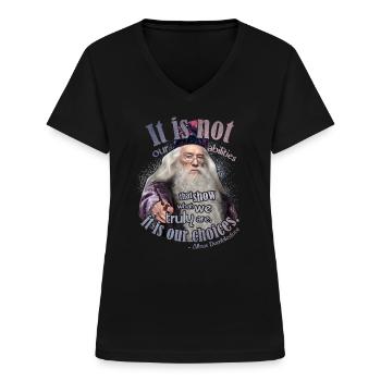 Harry Potter Spruch Von Albus Dumbledore - Frauen-T-Shirt mit V-Ausschnitt - Schwarz - Vorne - Lela (165cm)