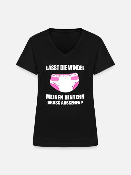 ABDL Mädchen Windel Diaper Geschenk - Frauen-T-Shirt mit V-Ausschnitt - Schwarz