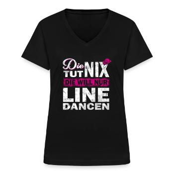Country Linedance Tanzgruppe Western Stiefel Tanz - Frauen-T-Shirt mit V-Ausschnitt - Schwarz - Vorne - Lela (165cm)