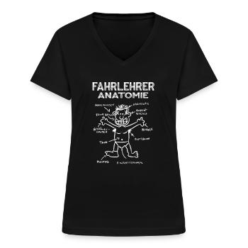 Fahrlehrer Fahrschulunterricht Verkehr Fahrschule - Frauen-T-Shirt mit V-Ausschnitt - Schwarz - Vorne - Lela (165cm)