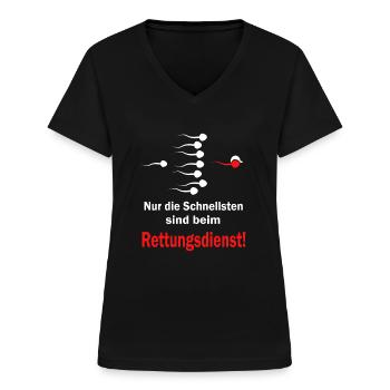 Notfallsanitäter Sanitäter Rettungsdienst - Frauen-T-Shirt mit V-Ausschnitt - Schwarz - Vorne - Lela (165cm)