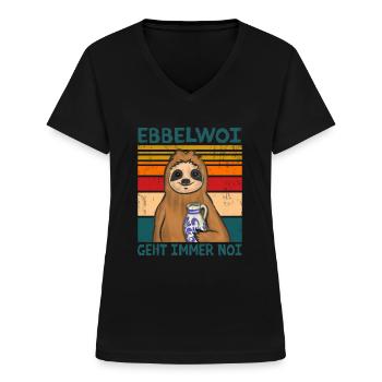 Hessen Frankfurt Apfelwein - Frauen-T-Shirt mit V-Ausschnitt - Schwarz - Vorne - Lela (165cm)