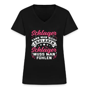 Schlager Schlagermusik Schlagerparty - Frauen-T-Shirt mit V-Ausschnitt - Schwarz - Vorne - Lela (165cm)