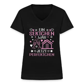 Bauherrin Bauherrinnen Richtfest Baustelle - Frauen-T-Shirt mit V-Ausschnitt - Schwarz - Vorne - Lela (165cm)