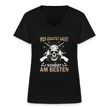 Sportschießen Schießsport Sportschütze - Frauen-T-Shirt mit V-Ausschnitt - Schwarz - Vorne - Lela (165cm)